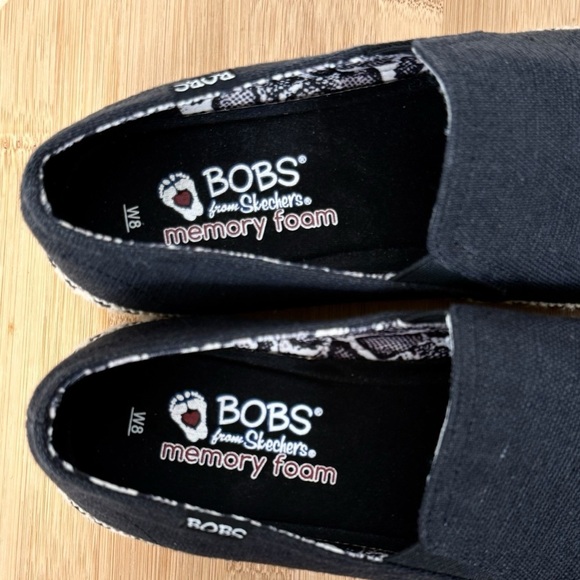 BOBS from Skechers Memory Foam Black Canvas Espadrille Flats – Women’s Size 8 - Picture 5 of 10